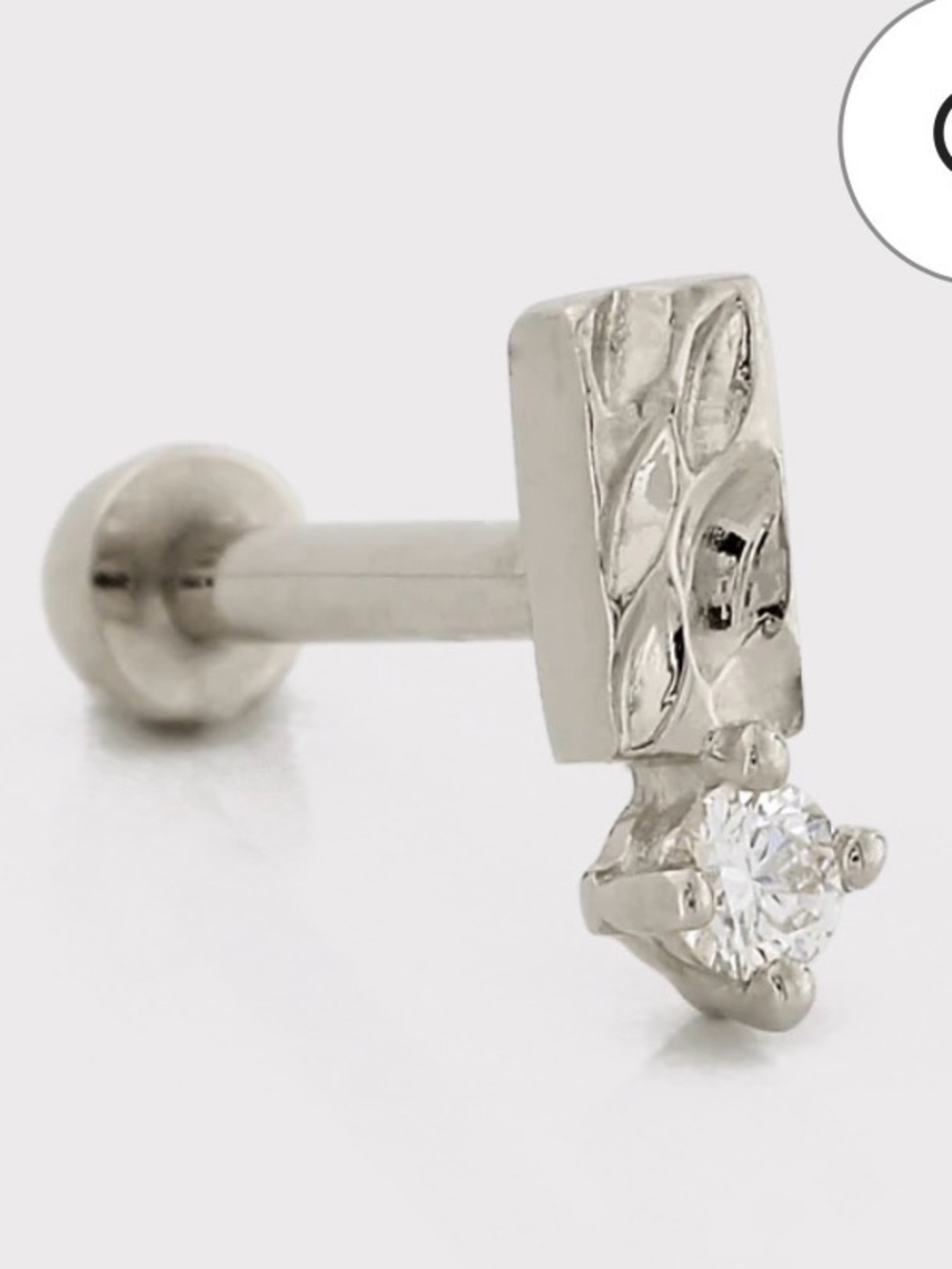 Suzanne Kalan “Shooting Baguette” earring in 14k white gold with diamond. - Picture 2 of 5